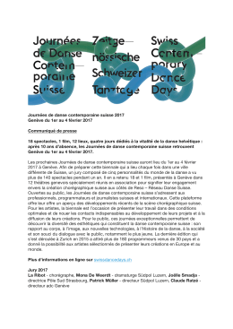 Journ&eacute;es de danse contemporaine suisse 2017 Gen&egrave;ve du 1er au 4