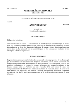 ASSEMBLÉE NATIONALE AMENDEMENT