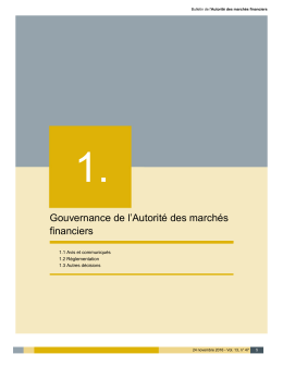 Gouvernance de l`Autorit&eacute; des march&eacute;s financiers