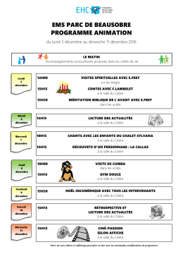 Programme animation Parc de Beausobre EMS. 5.12.16