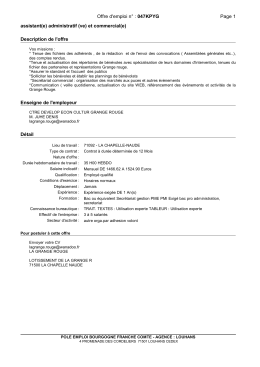 Offre d`emploi n&deg; : 047KPYG Page 1 assistant(e)