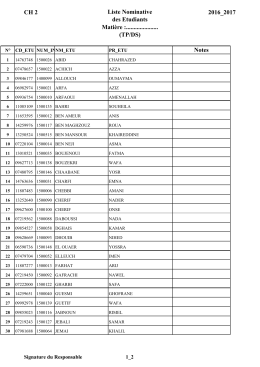 CH 2 Liste Nominative des Etudiants Mati&egrave;re :..................... (TP/DS