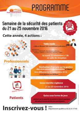 Programme de la semaine de la sécurité des patients 2016