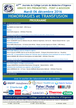 HÉMORRAGIES et TRANSFUSION