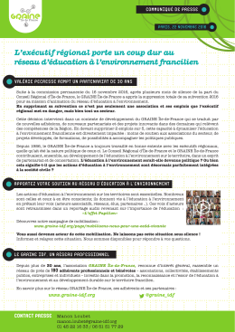 Télécharger le communiqué de Presse du Graine IdF du 22