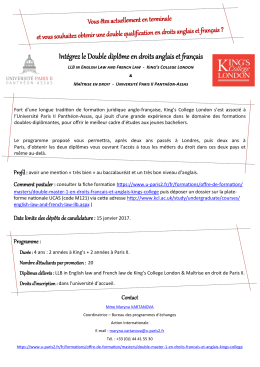Flyer Double Ma&icirc;trise Paris II-KCL