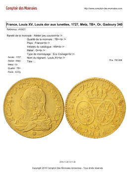 France, Louis XV, Louis dor aux lunettes, 1727, Metz, TB+, Or