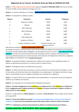 Règlement du 3éme Tournoi d`Hiver de Tennis de Table