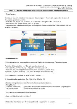 Cours 13 : faire des projets pour la francophonie des Amériques