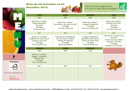 Menu de la semaine prochaine