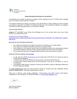 annoncez chez nous! - Fédération des comités de parents du Québec