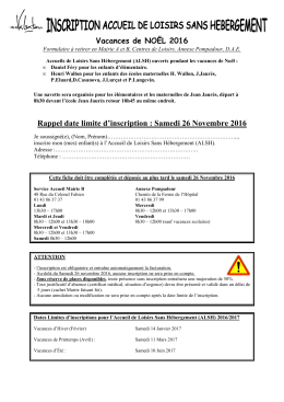 T&eacute;l&eacute;charger la fiche d`inscription pour les centres de loisirs