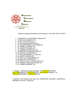 Liste des ma&icirc;tres de stages pour la p&eacute;riode novembre 2016 &agrave; avril