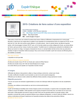 2015- Cr&eacute;ations de liens autour d`une exposition