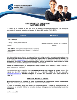 ENSEIGNANTE OU ENSEIGNANT CAMPUS DE GASPÉ