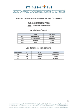 Résultat final DRH-DAM-CMD-1\2016