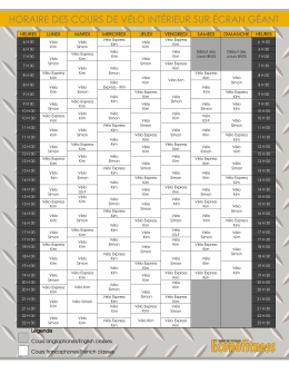 HORAIRE DES COURS DE VÉLO INTÉRIEUR SUR ÉCRAN GÉANT