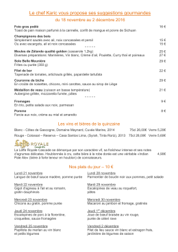 Suggestions et plats du jour