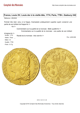 France, Louis XV, Louis dor à la vieille tête, 1774, Paris, TTB+
