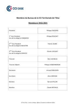 Liste Membres du Bureau - Chambre de Commerce et d`Industrie de