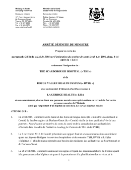 arr&ecirc;t&eacute; d&eacute;finitif du ministre - Minist&egrave;re de la Sant&eacute; et des Soins de