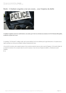 L`&eacute;tudiant congolais a tu&eacute; son cousin... sous l`emprise du