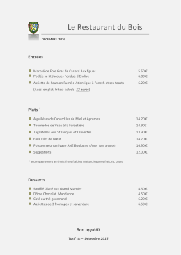 Nouvelle Carte au Resto &agrave; compter de ce jeudi 24 novembre