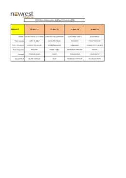 SEMAINE 2 EPIAD Menu Hebdomadaire du 20 au 24 Novembre 2016