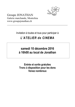 Atelier cinéma - Bienvenue au Groupe Jonathan
