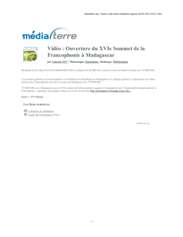 Vidéo : Ouverture du XVIe Sommet de la Francophonie