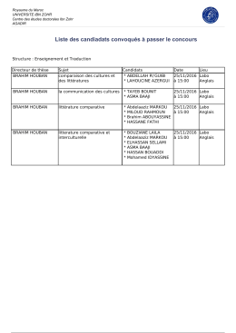 Liste des candiadats convoqu&eacute;s &agrave; passer le concours