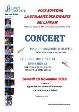 Samedi 19 Novembre 2016 Pour soutenir la scolarité des enfants