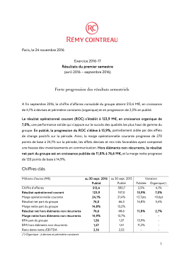 Forte progression des r&eacute;sultats semestriels