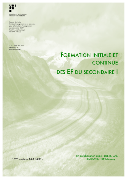 Offre de formation EF - Université de Fribourg