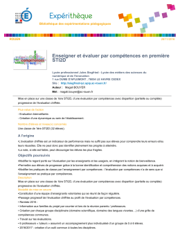 Enseigner et évaluer par compétences en première STI2D