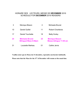 horaire des lecteurs, messe de décembre 2016 schedule for