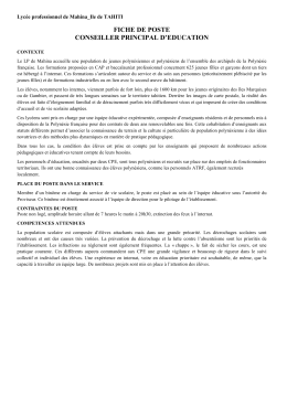 fiche de poste conseiller principal d`education