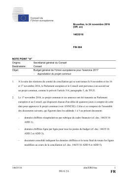 14635/16 olm/ERO/ms 1 DG G 2A 1. &Agrave; la suite des r&eacute;unions du