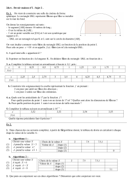 2deA . Devoir maison n&deg;2 . Sujet 2 . Ex 1. On vient de construire une