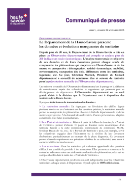 Le D&eacute;partement de la Haute-Savoie pr&eacute;sente les donn&eacute;es et
