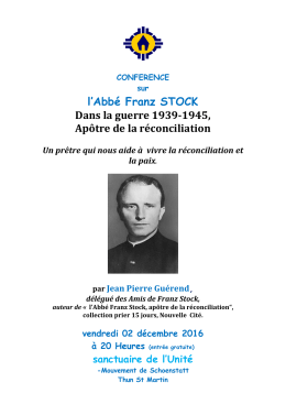 FRANZ STOCK conf&eacute;rence