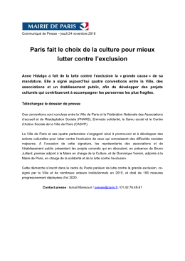 Paris fait le choix de la culture pour mieux lutter contre l`exclusion