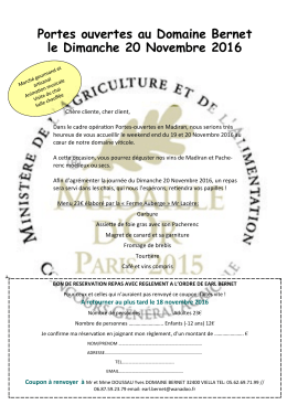 Portes ouvertes au Domaine Bernet le Dimanche 20 Novembre 2016