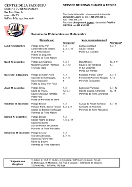 Menu de la semaine du 12 au 18 décembre