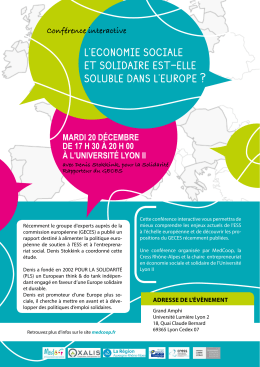 Conférence : L`ESS est-elle soluble dans l`Europe
