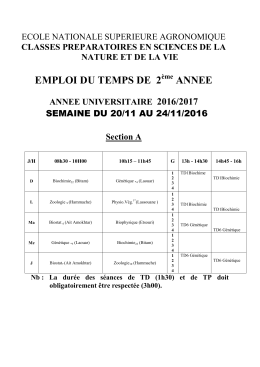 emploi du temps de 2 annee