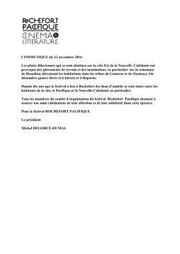Le communiqu&eacute; du Festival Rochefort Pacifique