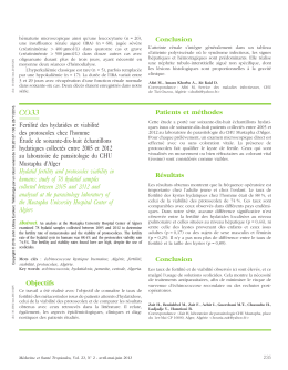 Conclusion Fertilit&eacute; des hydatides et viabilit&eacute; des protoscolex chez l