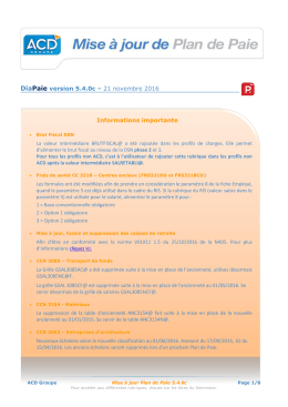 DiaPaie version 5.4.0c &ndash; 21 novembre 2016 Informations importante