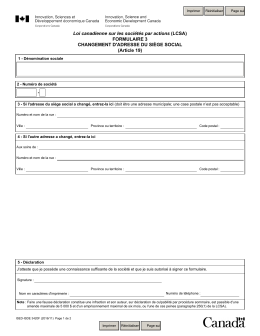ISED-ISDE 3420F - CHANGEMENT D`ADRESSE DU SI&Egrave;GE SOCIAL